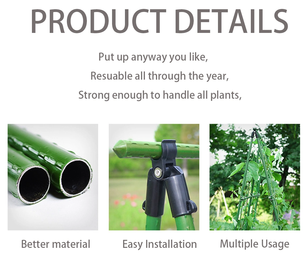 Durable Garden Steel Core Plastic Coated Metal Tomato Stakes Support Sturdy Green Plant Sticks