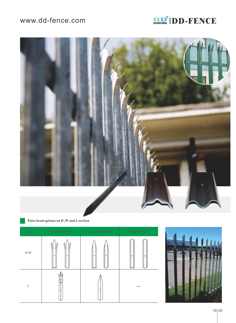 W Section Pale 50*50*6mm Angle Iron Security Concrete Wall Steel Palisade Fencing Ipe Post Design Hot Dipped Galvanized or Powder Coated